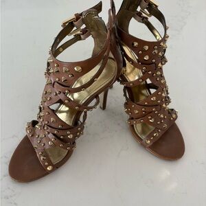 Guess Brown Studded Strappy Heels